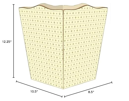 Marye-Kelley WB650-Creme &amp Gold Fleur de Lis Wastepaper Basket