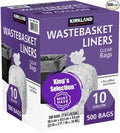King's Selection x Kirkland Signature 10 Gallon Clear Plastic Trash Bags 23 x 25 Inches 0.34 Mil 125/Roll 4 Rolls/Case (500 Bags Total Family Bundle packaging)