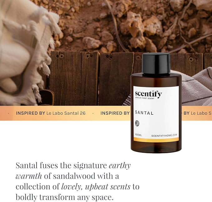 Scentify Santal Aroma Oil Refill Scent for Oil Diffusers - Iris Amber Sandalwood Cedar Scents - Luxurious Relaxing Aromatherapy Diffuser Fragrance 470ml 16 oz