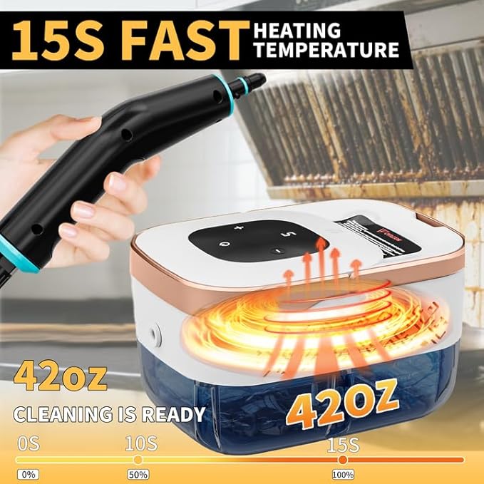 Steam Cleaner 6 Steam Levels 42oz Tank &amp 11 Pieces Accessories 1500W High-Temperature Steam Cleaner for Home Steamer for cleaning Car Tile Floor