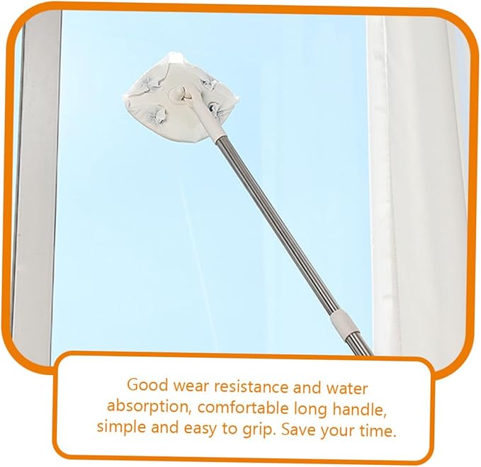 Retractable Dust Mop and Dry Dust Mop with Rotatable Head White for Household Floors and Walls Long Handle No-wash Design for Convenient Home Cleaning