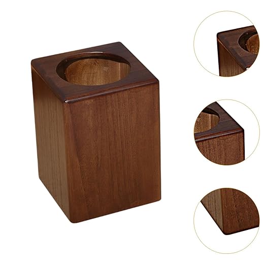 Trash Bin Square Waste Basket Minimalist Rustic Household Garbage Container Garbage Can for Bedroom Living Room Office Walnut Color