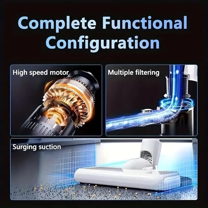 Cordless Stick Vacuum Cleaner 9000PA Powerful Suction 6000mAh Battery Digital Display 3 Suction Modes Lightweight Rechargeable Vacuum for Home Carpet &amp Pet Hair