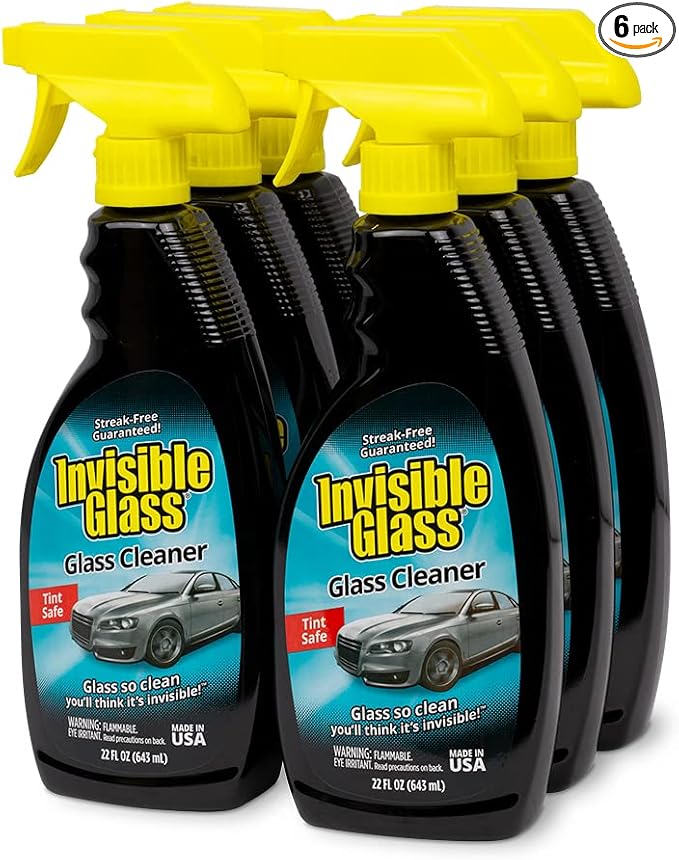 Invisible Glass 92164-6PK Premium Glass Cleaner Spray for Car Windshields and Windows Automotive and Home Window Cleaner Streak-Free Ammonia-Free Tint-Safe – 22 fl oz (Pack of 6)