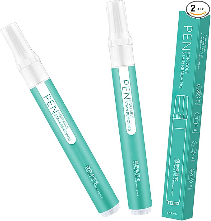 Portable bleach pens for clothes 2-Pack Instant Stain and Grease Remover Ideal for On-The-Go Laundry Clean-Up Safe for All Fabric Types