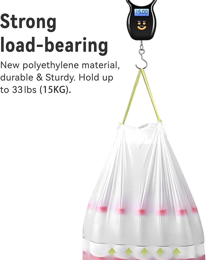 Ninestars Extra Strong White Trash Bags with Drawstring Multiple Sizes 90 Count Kitchen Drawstring trash bags 90 Trash Bags (21 gallon 90 ct)