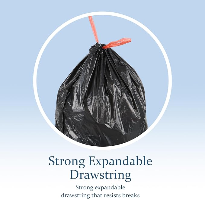 5 Gallon Drawstring Garbage Bags Plastic Trash Can Liners Black Small Trash Bags 220 Counts