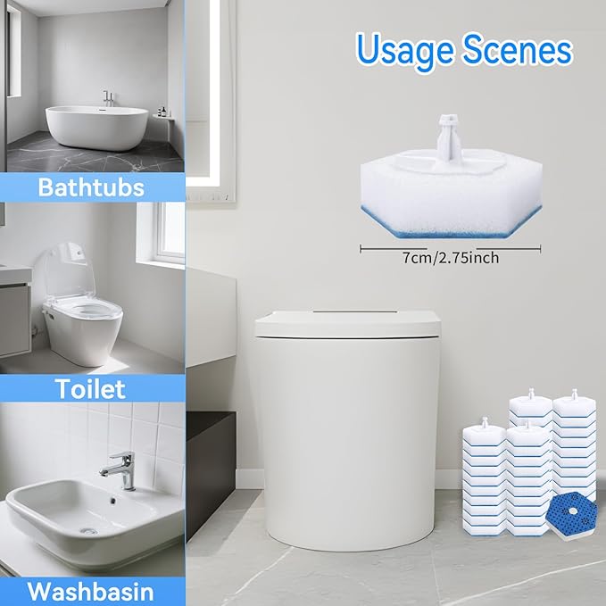 Aimery 40-Pack Disposable Toilet Brush Refill Pads – Effortless Cleaning No Mess Useful for Home &amp Bathrooms