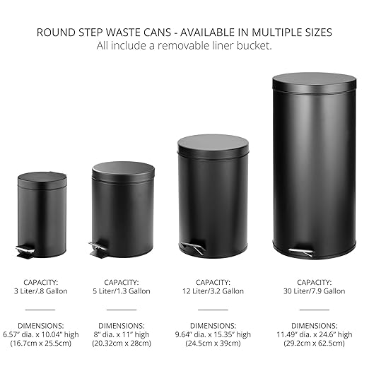 mDesign Pedal Bin — Metal Waste Bin with Pedal Lid and Plastic Bucket Insert — for Bathroom Kitchen and Office — 5 Litre Household Rubbish Bin with Ergonomic Design — Blue