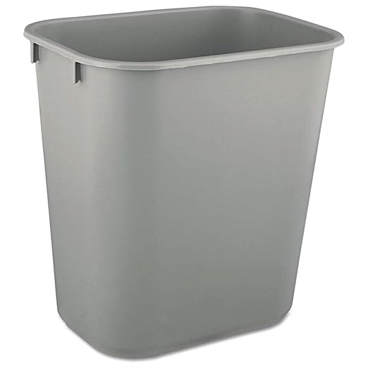 Rubbermaid 6 Pack 2955GRA Deskside Plastic Wastebasket Rectangular 3 1/2 gal Gray