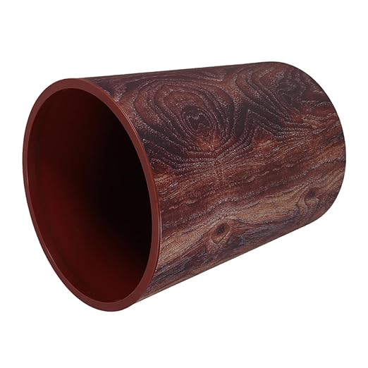Rustic Wood Grain Trash Can Large Capacity Bathroom Waste Basket for Kitchen Office and Bedroom Sturdy Plastic Recycling Bin Lid