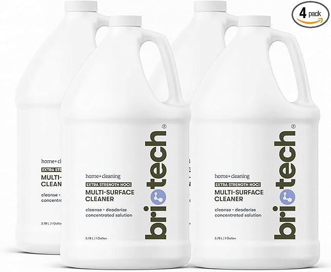 BRIOTECH Extra Strength HOCl Cleaner 500 PPM Hypochlorous Acid Concentrate ULV Foggers &amp Humidifiers Professional Deodorizer for Dental Offices Schools Homes Peroxide Free 1 Gallon (4 Pack