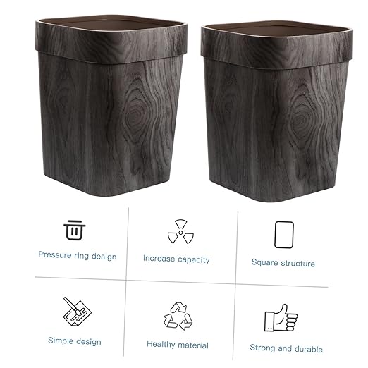 Plastic Household Trash Can with Pressing Ring Non-Slip Bottom Garbage Bin for Bedroom and Dining Room Smooth Surface Wastebasket for Rubbish Storage and Home Use