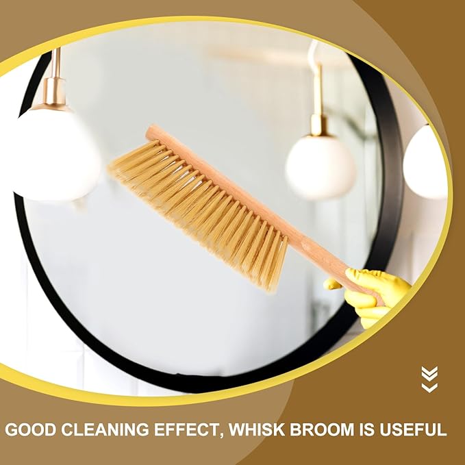 UPKOCH 1set Handheld Dust Brush with Wooden Handle Small Whisk Broom Dustpan for Bed Sofa Furniture Cleaning Compact Portable Design for Home Use