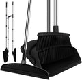 Broom with Dustpan Combo Set and Silicone Air Broom Kit 51 Long Handle Floor Squeegee Black Household Kit for Glass Window Rugs Pet Hair Home
