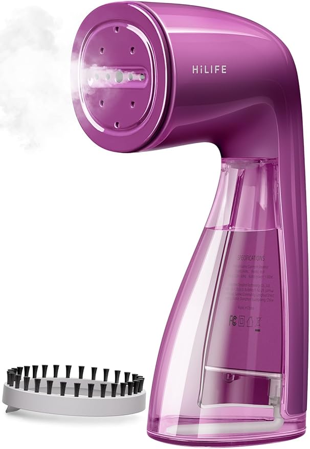 HiLIFE Steamer for Clothes Portable Handheld Design 240ml Big Capacity 700W Strong Penetrating Steam Removes Wrinkle for Home Office and Travel(ONLY FOR 120V) (Orchid Purple)