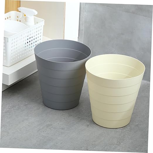 1pc Open Plastic Trash Can Large Grey Wastebasket for Home Office Kitchen and Room and Easy to Clean No Lid Design for Convenient Use