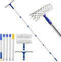 ITTAHO 81 Window Squeegee Cleaner Window Cleaning Tool Kit12 Squeegee and 11 Microfiber Scrubber Combi with Stainless Steel Pole for CarSliding DoorShower Glass Door-Swivel Style-2 Pads