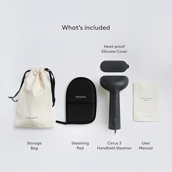 Steamery Handheld Clothes Steamer Cirrus 3 1200W US Plug Heated Ironing Plate Fast Heat Up Garment Wrinkle Remover Black