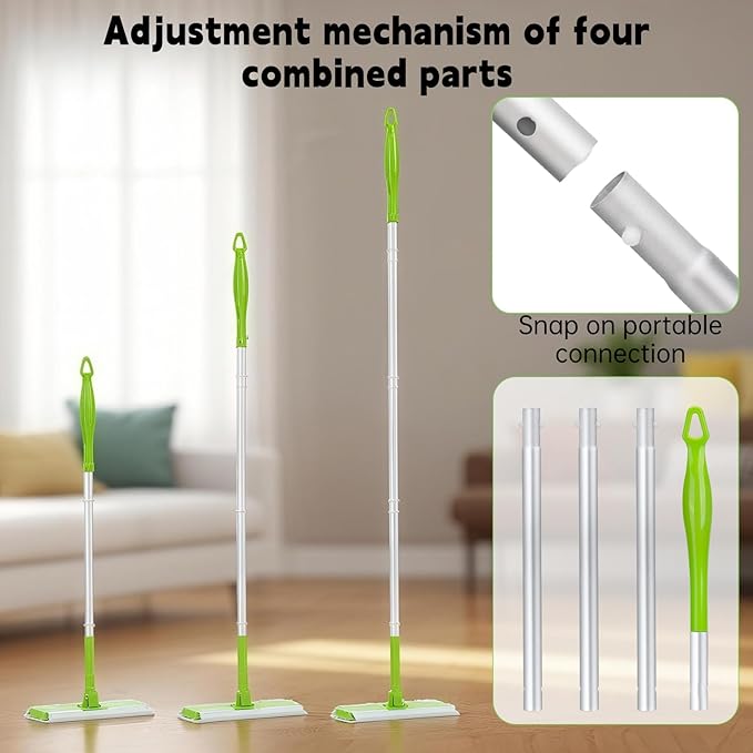 2-Pack Extra Long Detachable Mop Handles Green Compatible with Swiffer Dry &amp Wet Mops Easy to Install &amp Replace