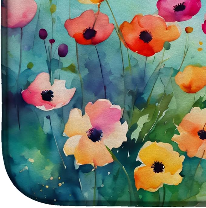 Caroline's Treasures DAC1547DDM Anemones in Watercolor Dish Drying Mat Absorbent Dish Drying Mat Pad for Kitchen Counter Dish Drainer Mat for Countertop 14 x 21 Multicolor