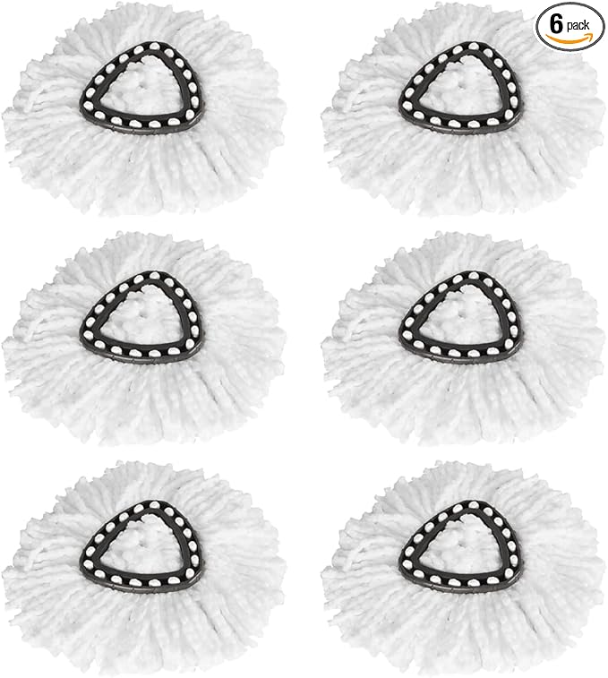 6 Pack Fit O-Cedar Easy Wring Spin Mop Replacement Heads - Microfiber Replacement Mop Head Refills for Triangle Spin Mop (6Pcs)