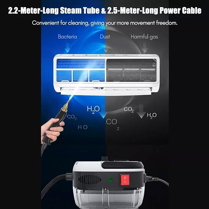 2500W 3Bar Handheld Pressurized Steam Cleaner - High Temperature Fast Heating for Air Conditioners Kitchens - 110V