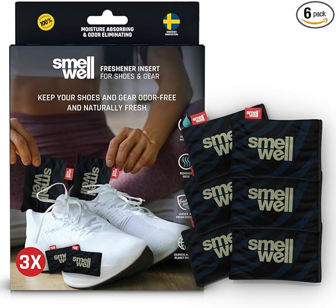 SmellWell - Scented Shoe deodorizer - Odor Eliminator - Activated Bamboo Charcoal - Air Purifying Bags - Freshener Inserts