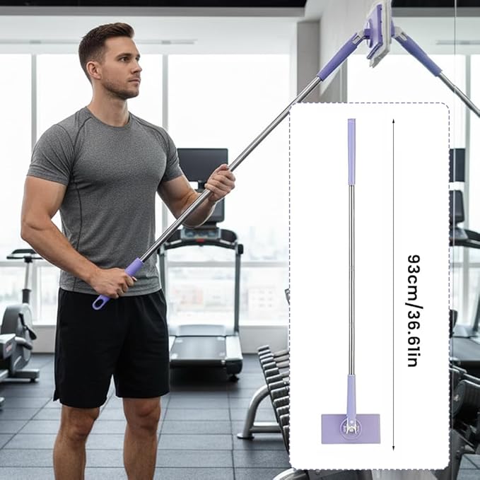 2026 Snap Grip Mini Mop Upgraded with 10 Pads| Zero Touch Hands-Free Cleaning Mop|27.5” &amp 36.5” Adjustable Handle Flat Dust Mop for BathroomCornersWindows|No Wash Wet &amp Dry Use (36.5”Purple
