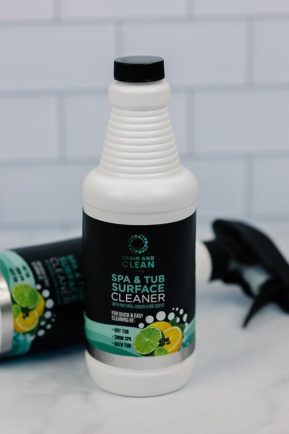 Spa &amp Hot Tub Surface Cleaner - All Natural Lemon/Lime Scent Removes Scale Dirt Grime &amp Hard Water | Ideal for Hot Tubs Swim Spas Bath Tubs &amp Showers | 16oz