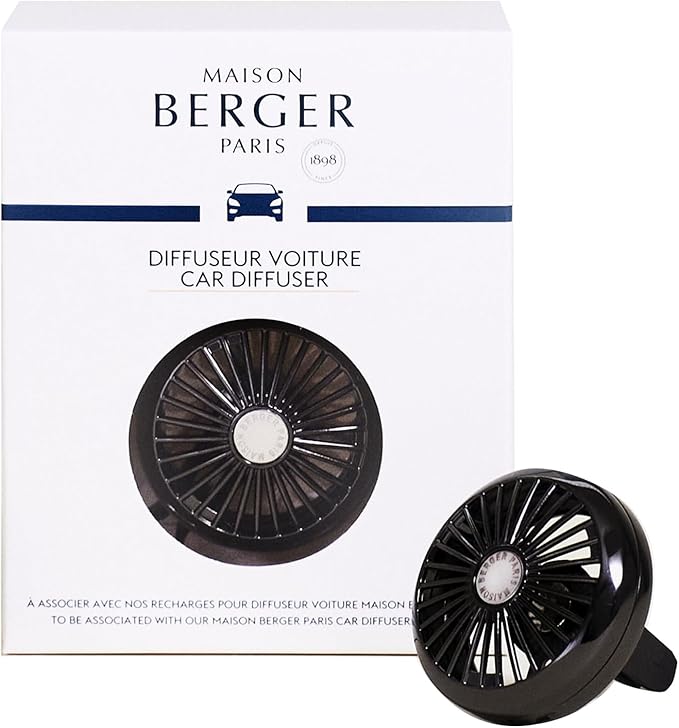 MAISON BERGER Luxury Car Air Freshener Bundle – Gun Metal Finish Vent Clip Diffuser + 2 Ocean Breeze Ceramic Pods (4-6 Week Scent) French-Made Refillable System Adjustable Fragrance