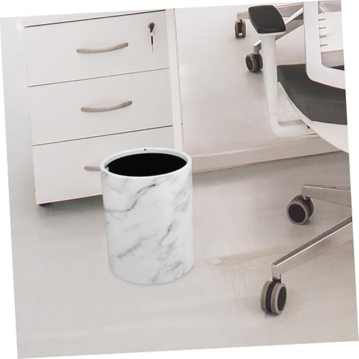Alipis Trash Bin Marble Pattern Plastic Wastebasket Capacity for Bedroom Kitchen Living Decorative Design with Opening for Easy Use Stylish and Practical