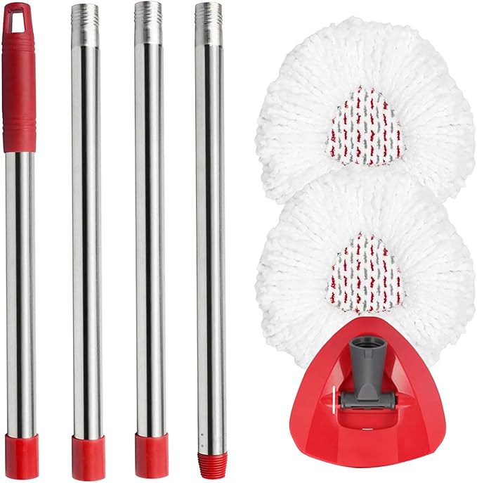 Microfiber Spin Mop Replace Head Mops Base Handle Compatible with O Cedar EasyWring 1-Tank Spin Mop Refills (New White-Centre 40% More (1-Tank System))