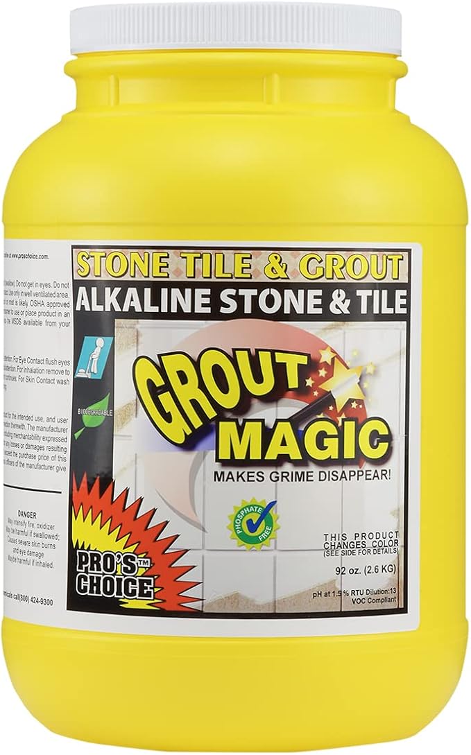 Grout Magic - 92 ounce Grout and Stone Tile Cleaner. Quickly Destroys Dirt and Grime. Safe on Colored Grout. Biodegradable &amp Phosphate free
