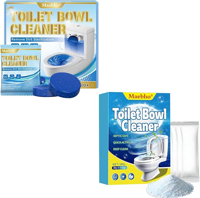 2025 New Toilet Cleaner - Includes 12ct Automatic Toilet Bowl Cleaner Tablets and 6pack Self Activating Cleaning Powder