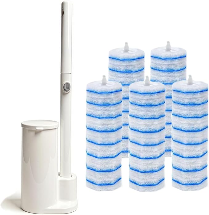 Disposable Toilet Brush Cleaning System with 50pcs Toilet Wand Refills for Clorox Most Toilet Brush HeadsWall Mounted Disposable Toilet Bowl Brush and Holder Set for Bathroom Cleaning