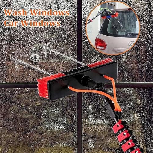 Glass Cleaning Brush Home Water Fed Telescopic Pole Kit Solar Panel Brush Rotating for Photovoltaic PanelTelescopic Window Cleaning Pole with Solar Panel Brush 23.6ft Extension Pole for Pho