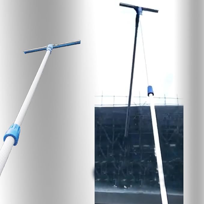 Multi-Functional Window Cleaning Kit with Spliceable Pole Glass Cleaning Tools for Indoor/Outdoor High Window 16 20 23 Feet 26 30 33 40 Ft Clean Rod(16.4FT/5M)