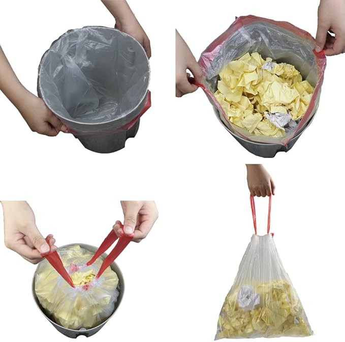 Pekky Clear Drawstring Large Trash Bags 30 Gallon Garbage Bags 60 Counts