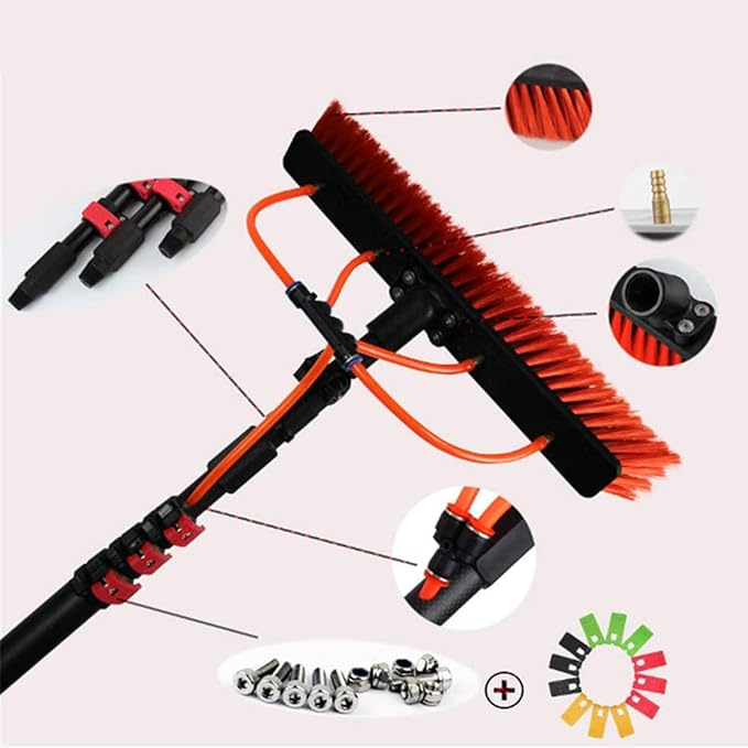 3-12M Photovoltaic Panel Cleaning Tool Extendable Cleaner Conservatory Roof Window Glass Wall Photovoltaic Panel Cleaning Extendable Cleaner for Trucks Windows Washing 30Cm/50Cm Brush Head
