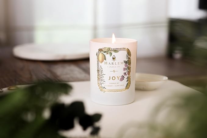HARLEM CANDLE CO. - Joy - Luxury Scented Soy Candle 11 oz - 80-Hour Burn Time | Fresh Mint Italian Lemon Rosemary Jasmine Petals Cedarwood Amber Musk | Scented Candles for Home