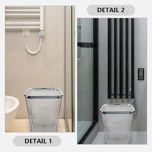 Large Plastic Trash Can 12L with Electroplated Press Ring Bathroom and Kitchen Wastebasket for Home Use Portable Rubbish Bin for Bedroom and Office