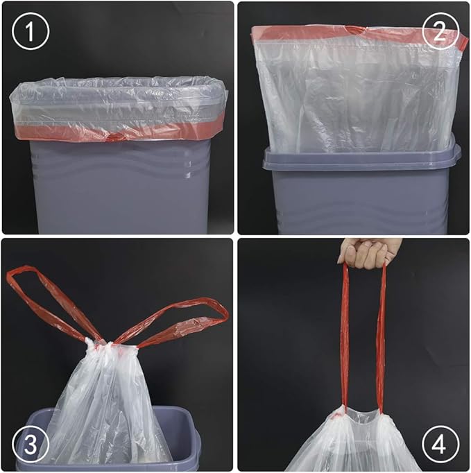 Inhouse Clear 7 Gallon Trash Bags Drawstring 120 Counts