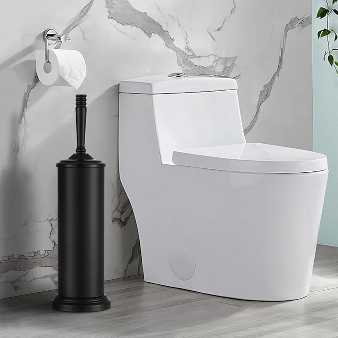 Black Toilet Brush and Holder Set Stainless Steel Toilet Brush for BathroomHeavy Duty Black Toilet Bowl Brush and HolderDeep Cleaning Modern Toilet Cleaner Brush -Space Saving Covered Brush