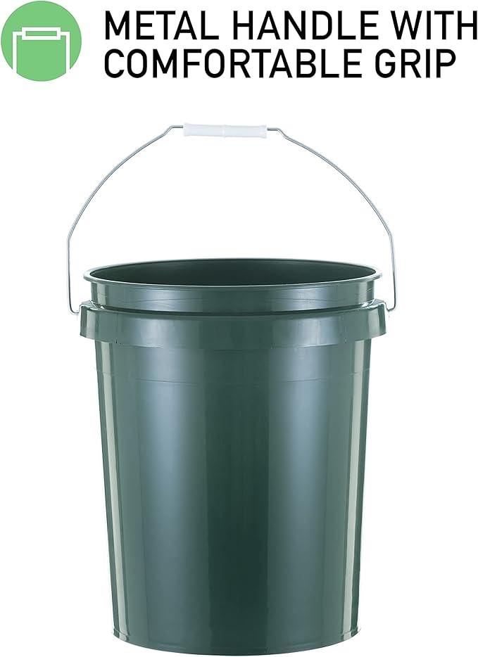 United Solution ECOSense 5 Gallon Bucket Heavy Duty Comfortable Handle Perfect for on The Job Home Projects or Cleaning Made from 90% Recycled Materials.100% Recyclable (Pack of 3)