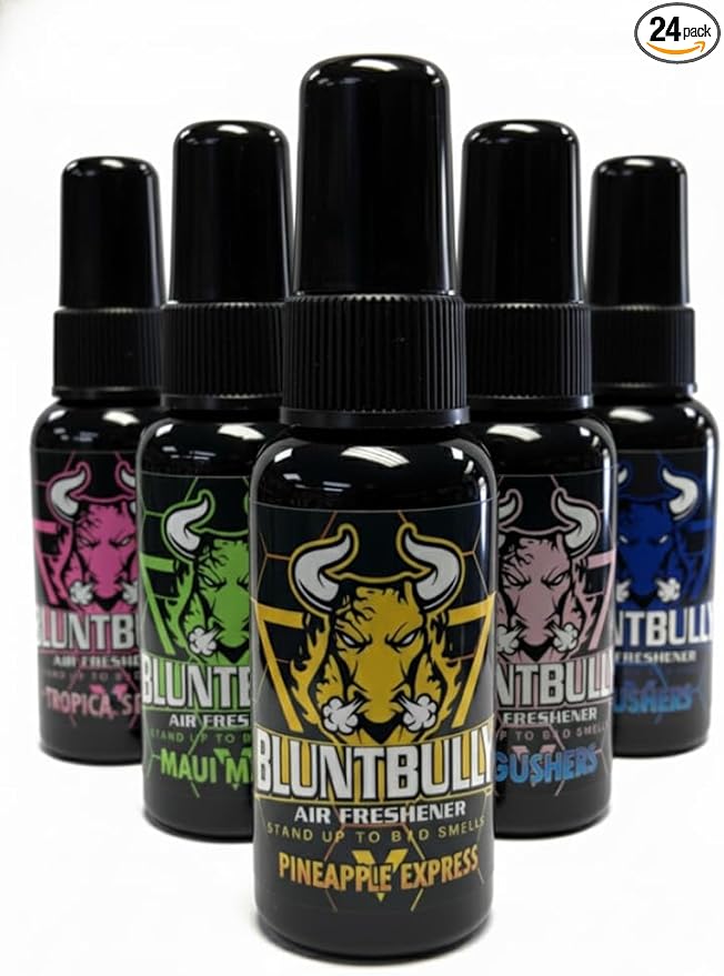 Blunt Bully Air Freshener (24 Pack Bundle) (Assorted Flavor) Premium Oil Based Air Freshener Spray. Long-Lasting Room Bathroom Office &amp Car Scent | Eliminates Odors from Smoke Pets &amp More