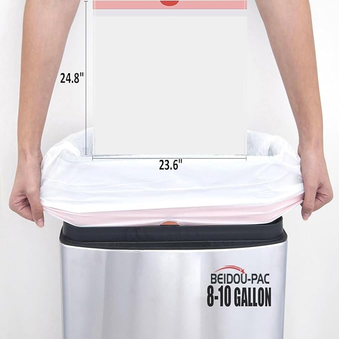 8-10 Gallon Trash Bags Drawstring 600 Count White &amp Unscented Medium Garbage Can Liners