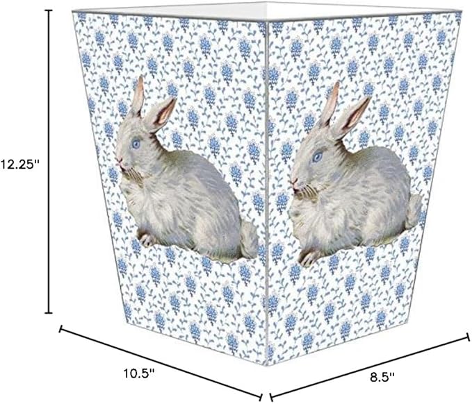 Marye-Kelley WB1203- Bunny on Blue Provencial Print Wastepaper Basket
