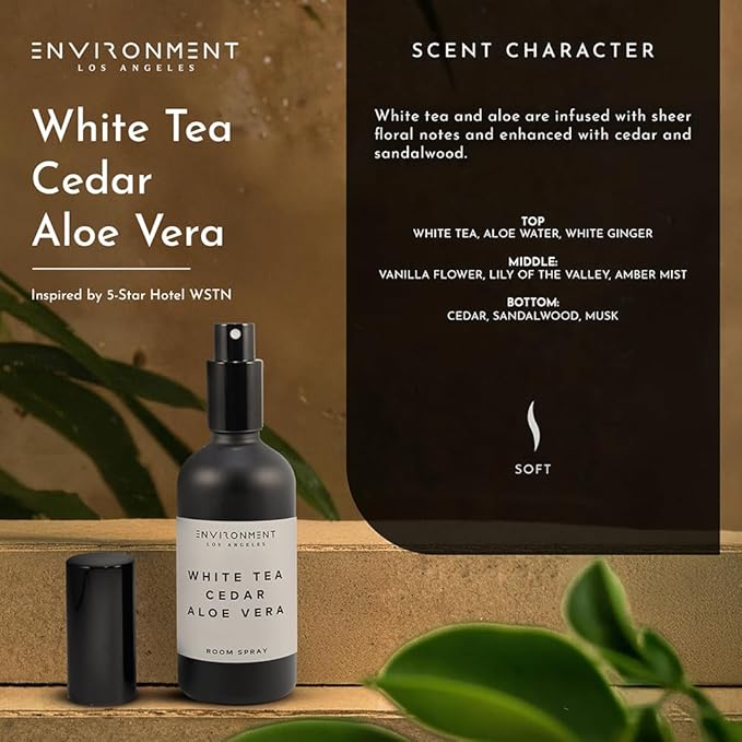 ENVIRONMENT Inspired by 5-Star Resort WSTN Room Spray 100ml Air Freshener (White Tea | Cedar | Aloe Vera) Home Fragrance Accessories Room Perfume Room Deodorizer Vegan &amp Cruelty-Free