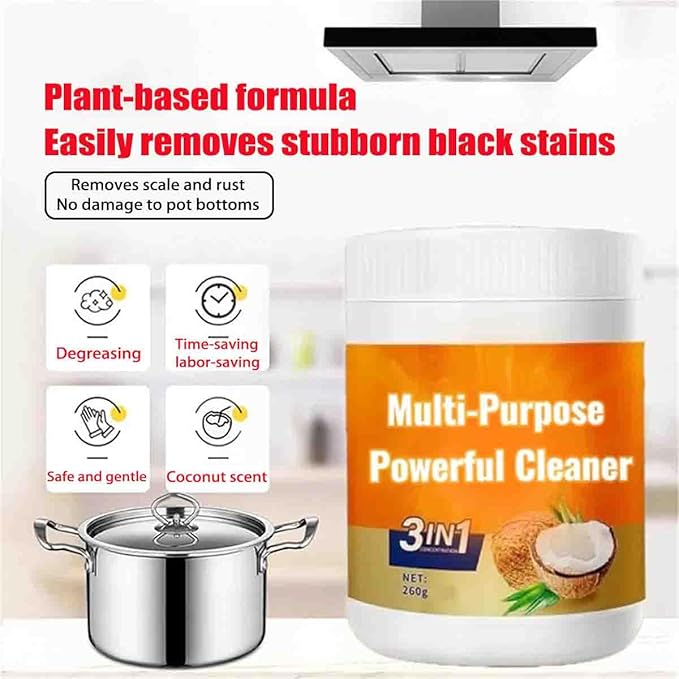 Multi-Purpose Powerful Cleaner for KitchenCoconut Oil Natural CleanserCleaning PastePolishing PasteHeavy Duty DegreaserCookware Cleaner for FaucetsTilesMicrowaveOvenStove Top (2pcs)